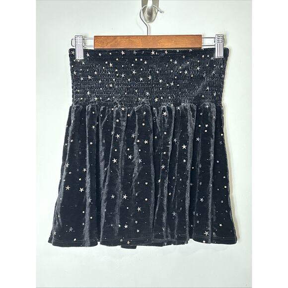 Blue Rain Black Velvet Stars Mini Skirt Size M Celestial Whimsigoth Fairy Grunge - Picture 2 of 6
